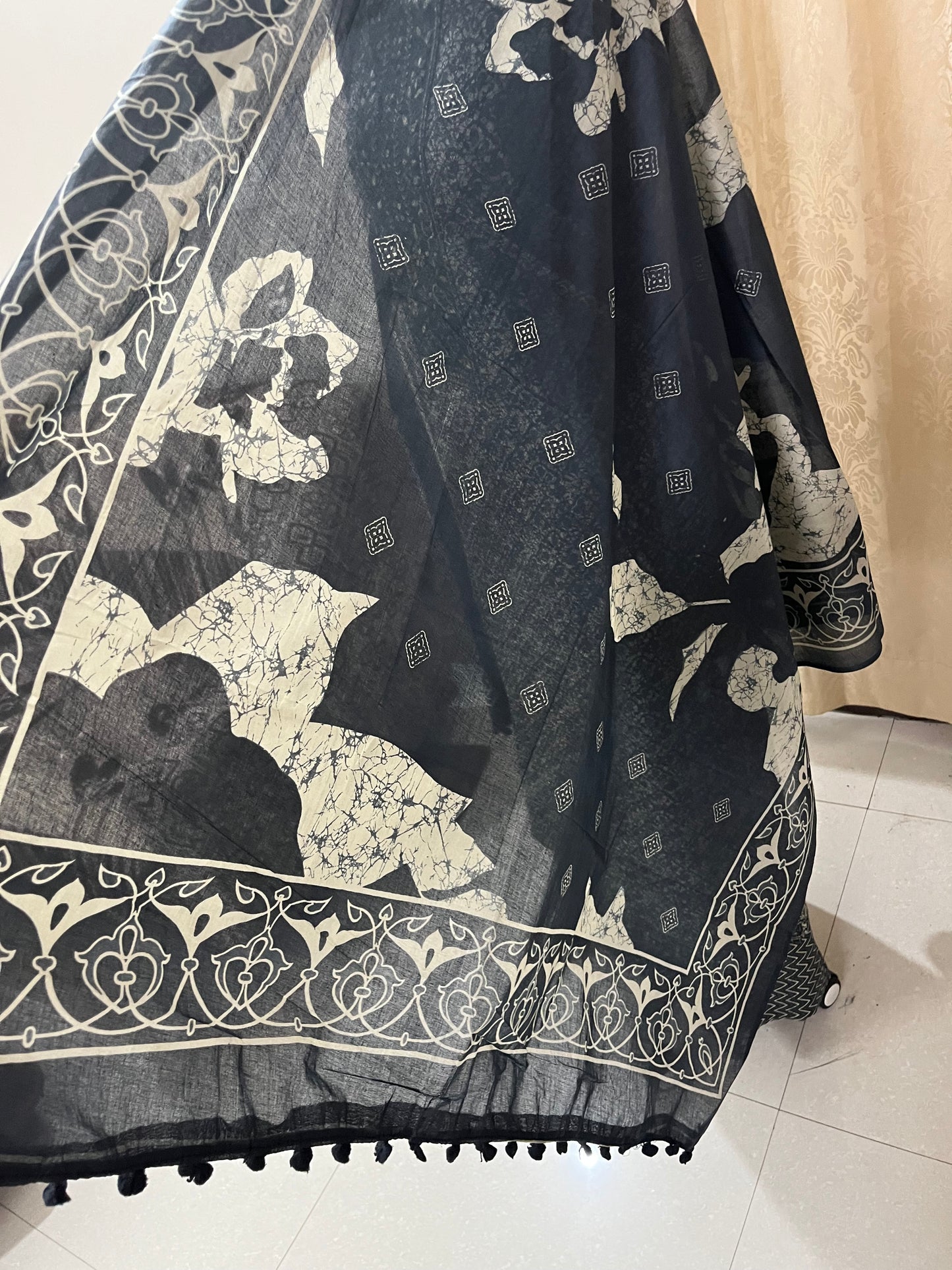 Sukoon Pure Cotton Suit Set with Embroidered Neck Patch - Steel Blue