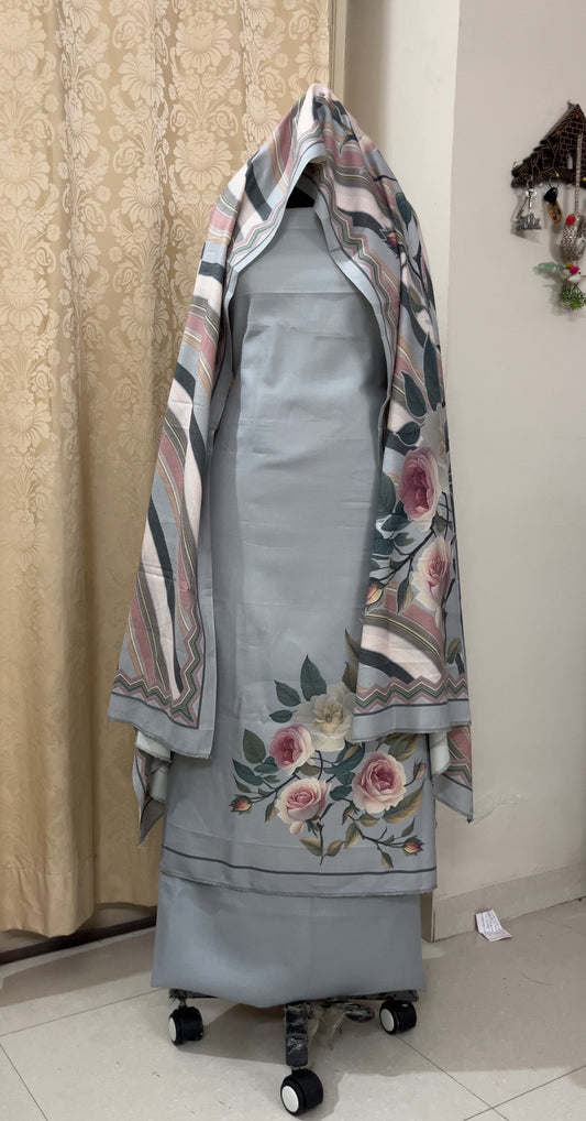 Neelima Powder Blue Digital Printed Woolen Suit