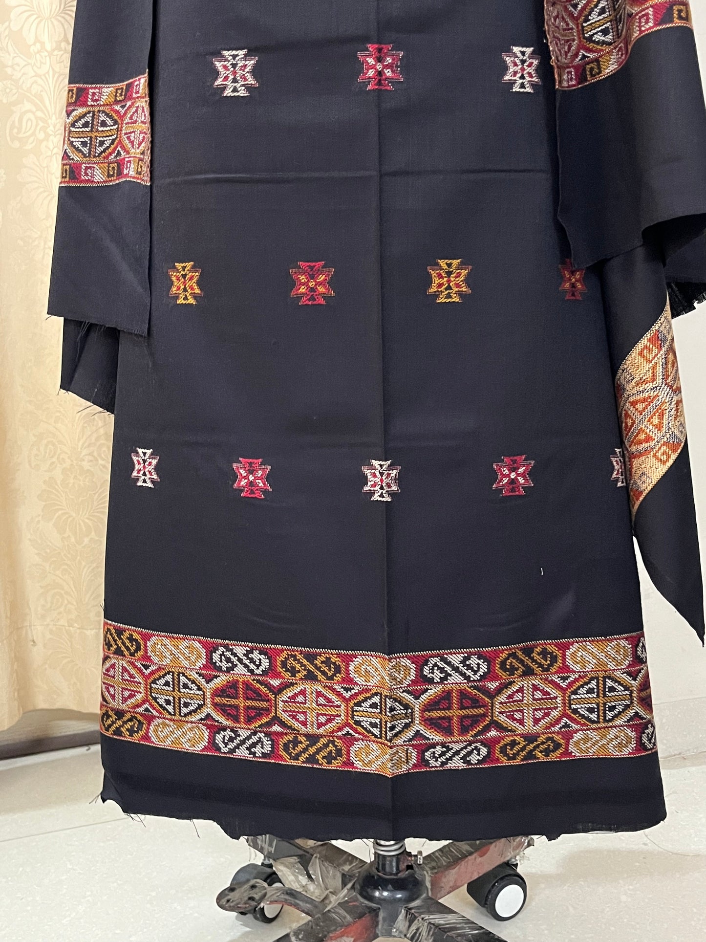 Pahadi Kullvi Soft Woolen Suit with Matching Stole - Black