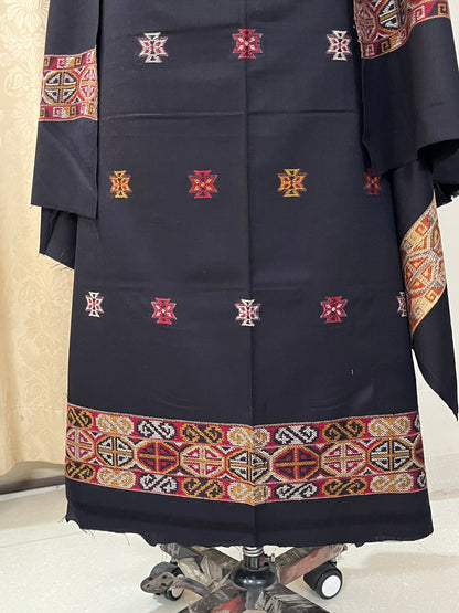 Pahadi Kullvi Soft Woolen Suit with Matching Stole - Black