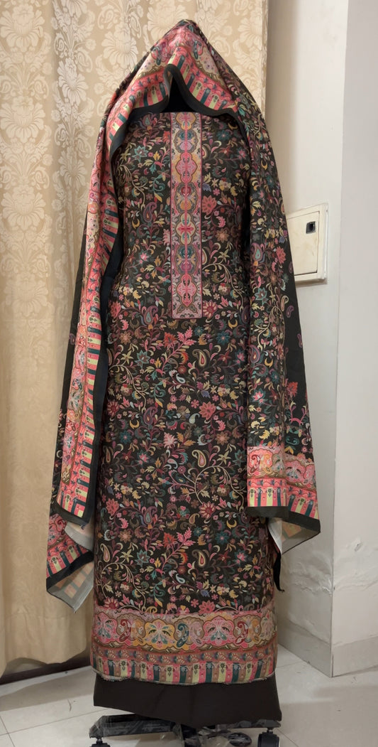 Pashmina Woolen Suit with Digital Kani Print & Matching Stole