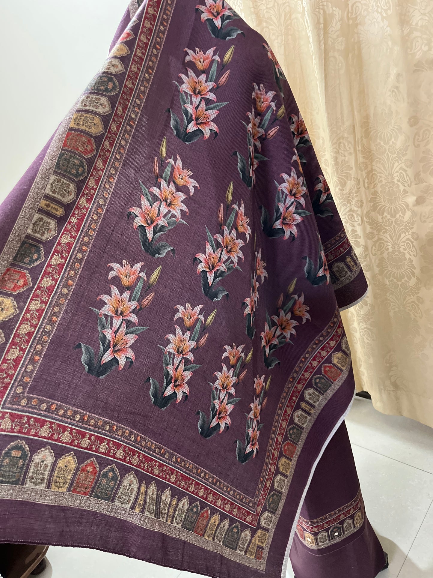 Zaara Aari-Work Toosh Pashmina Woolen Suit - Violet