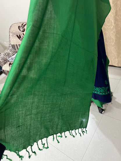 Dilara Pure Cashmilon Woolen Suit with Mirror Work & Embroidery - Navy Blue