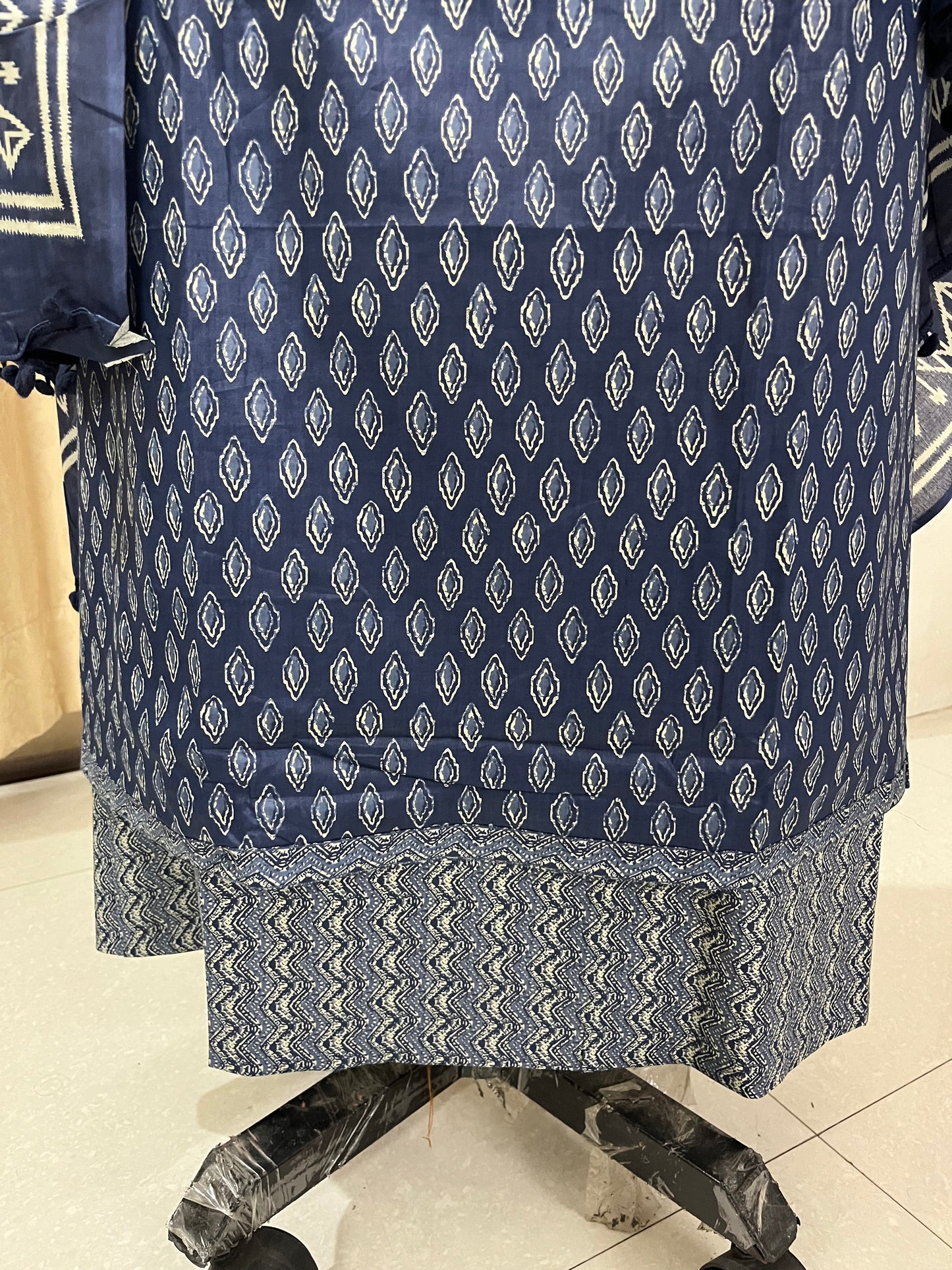 Zevar Pure 100% Cotton Suit Set with Hand Embroidered Neck Patch - Imperial Blue