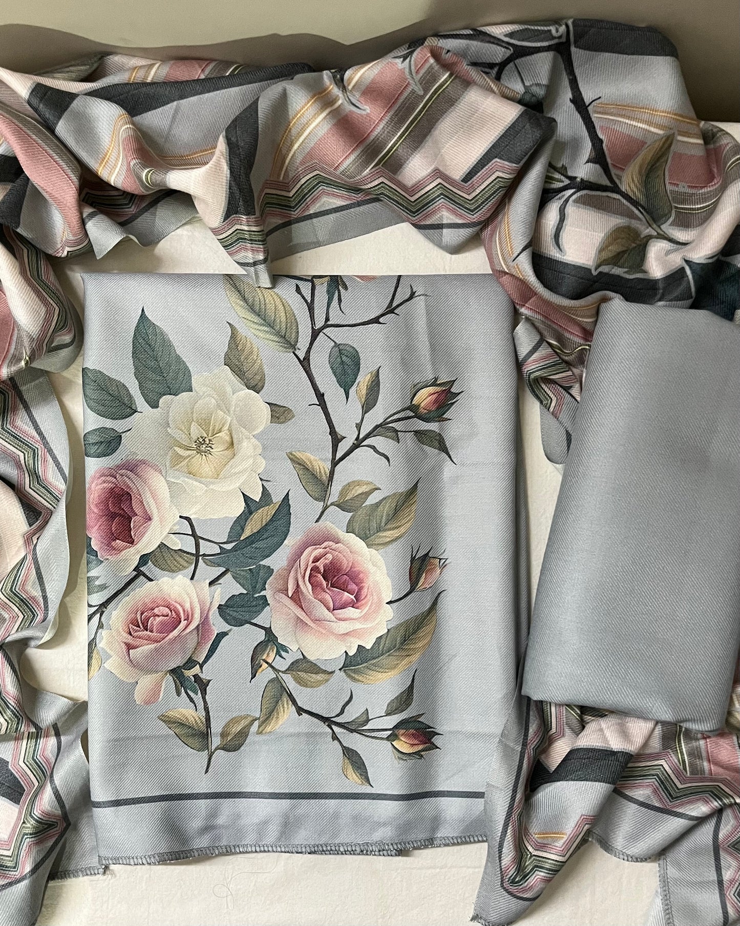 Neelima Powder Blue Digital Printed Woolen Suit