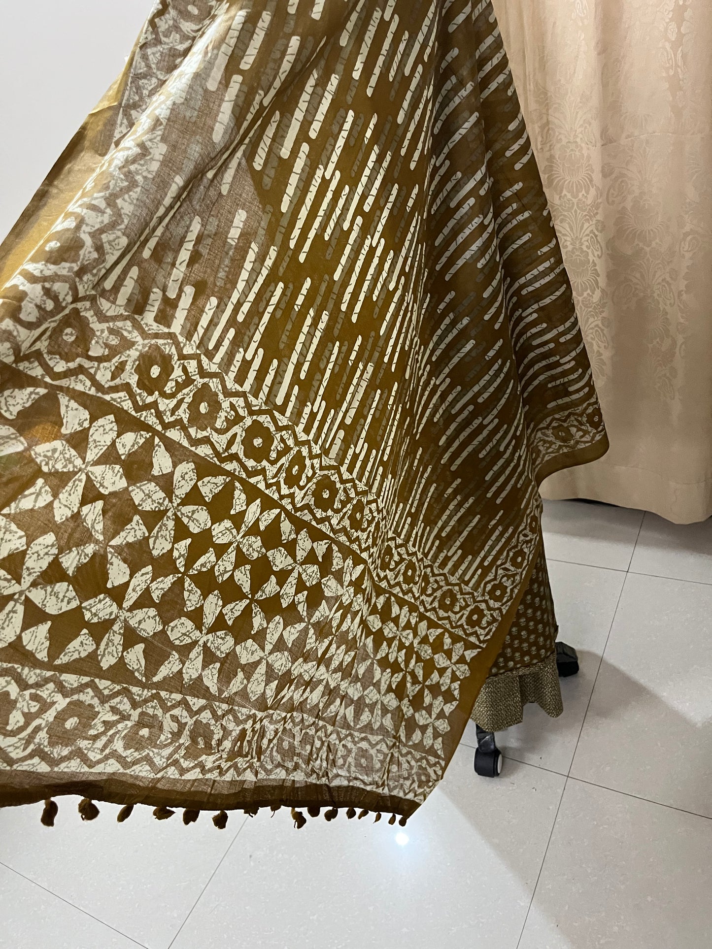 Paalki Pure Cotton Suit Set with Knot & Mirror Work Neck Patch - Burnt Mustard