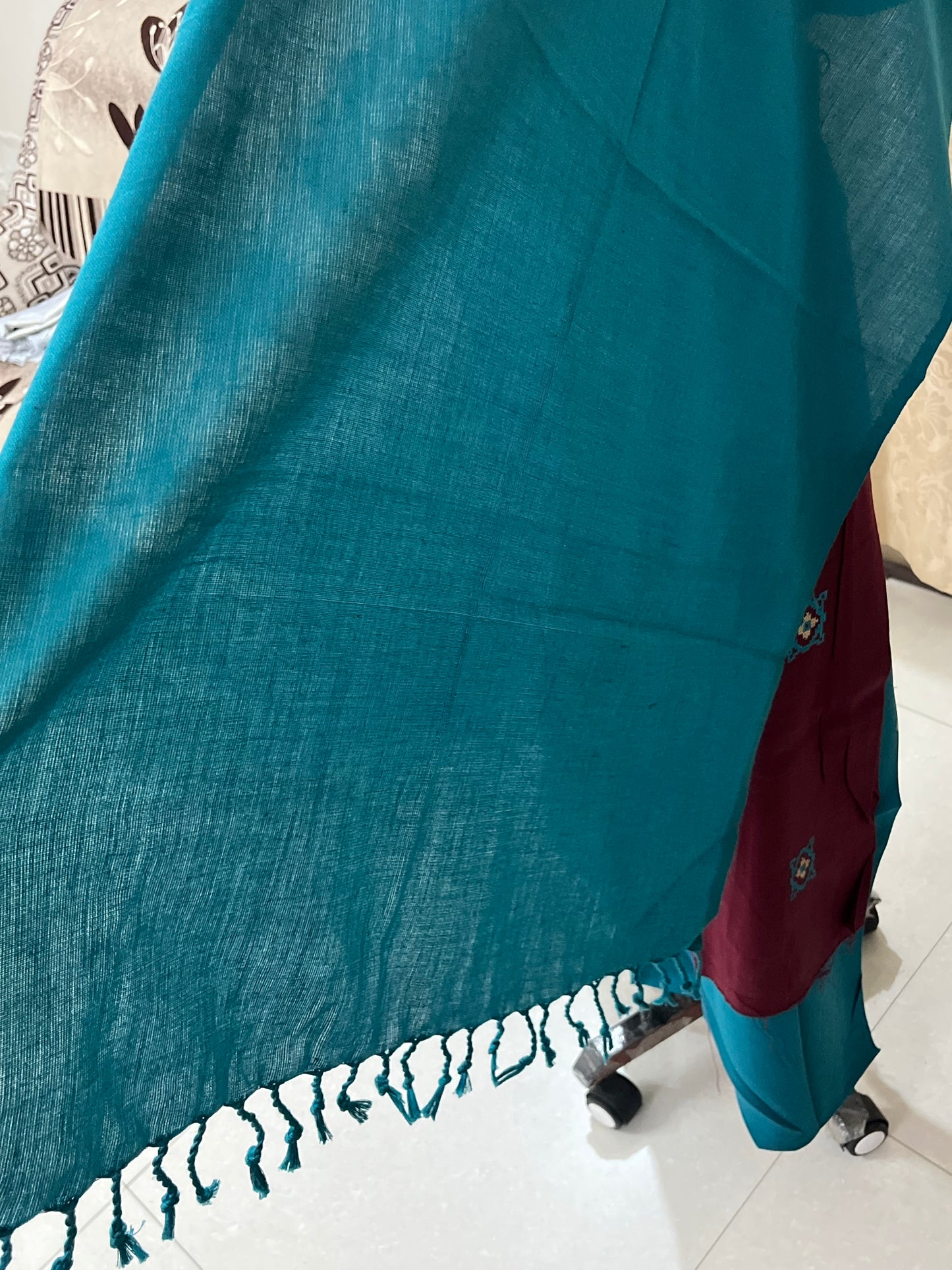 Miras Cross-Stitch  Design Pure Cashmilon Woolen Suit - Brick Red