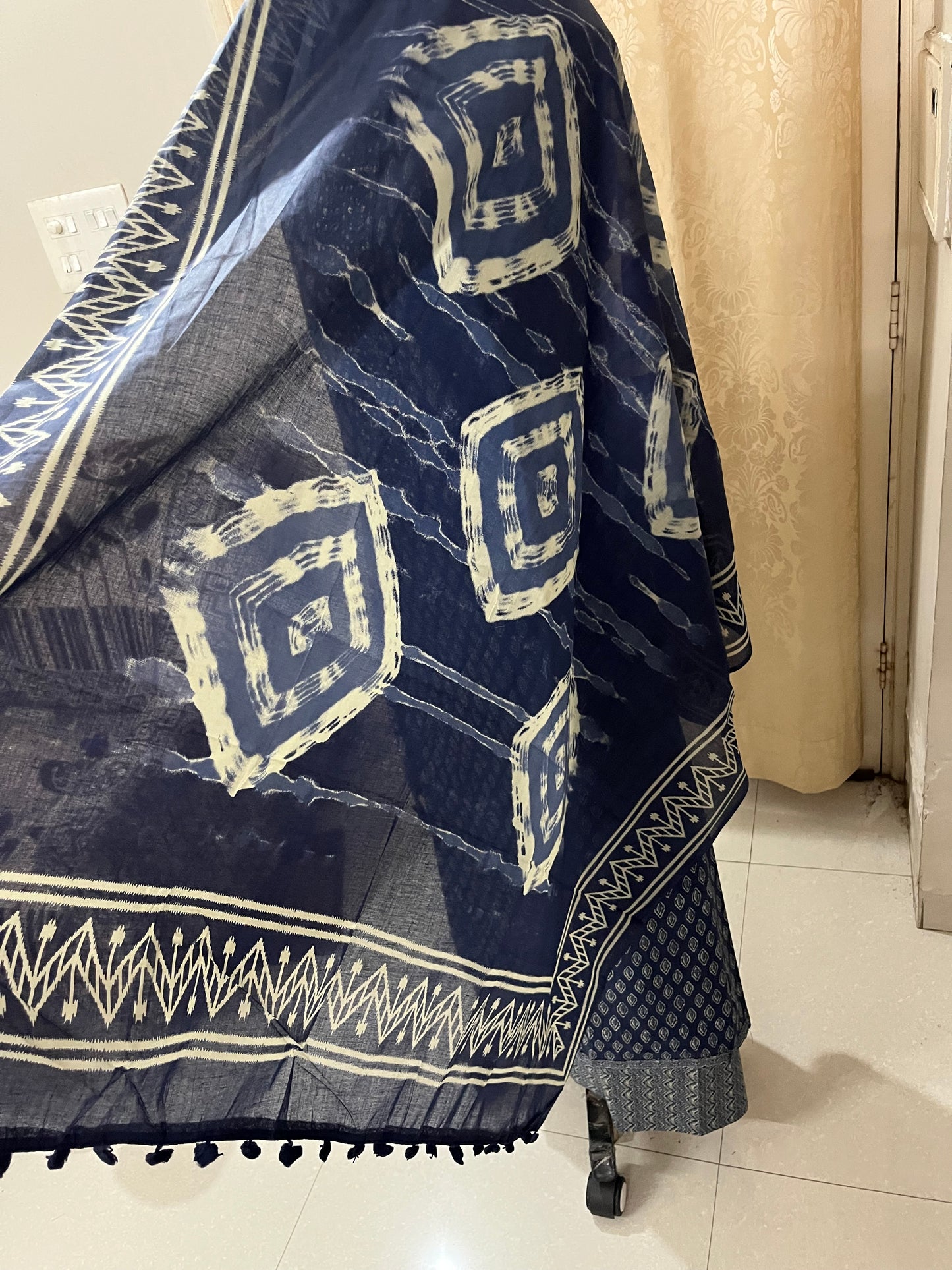 Zevar Pure 100% Cotton Suit Set with Hand Embroidered Neck Patch - Imperial Blue