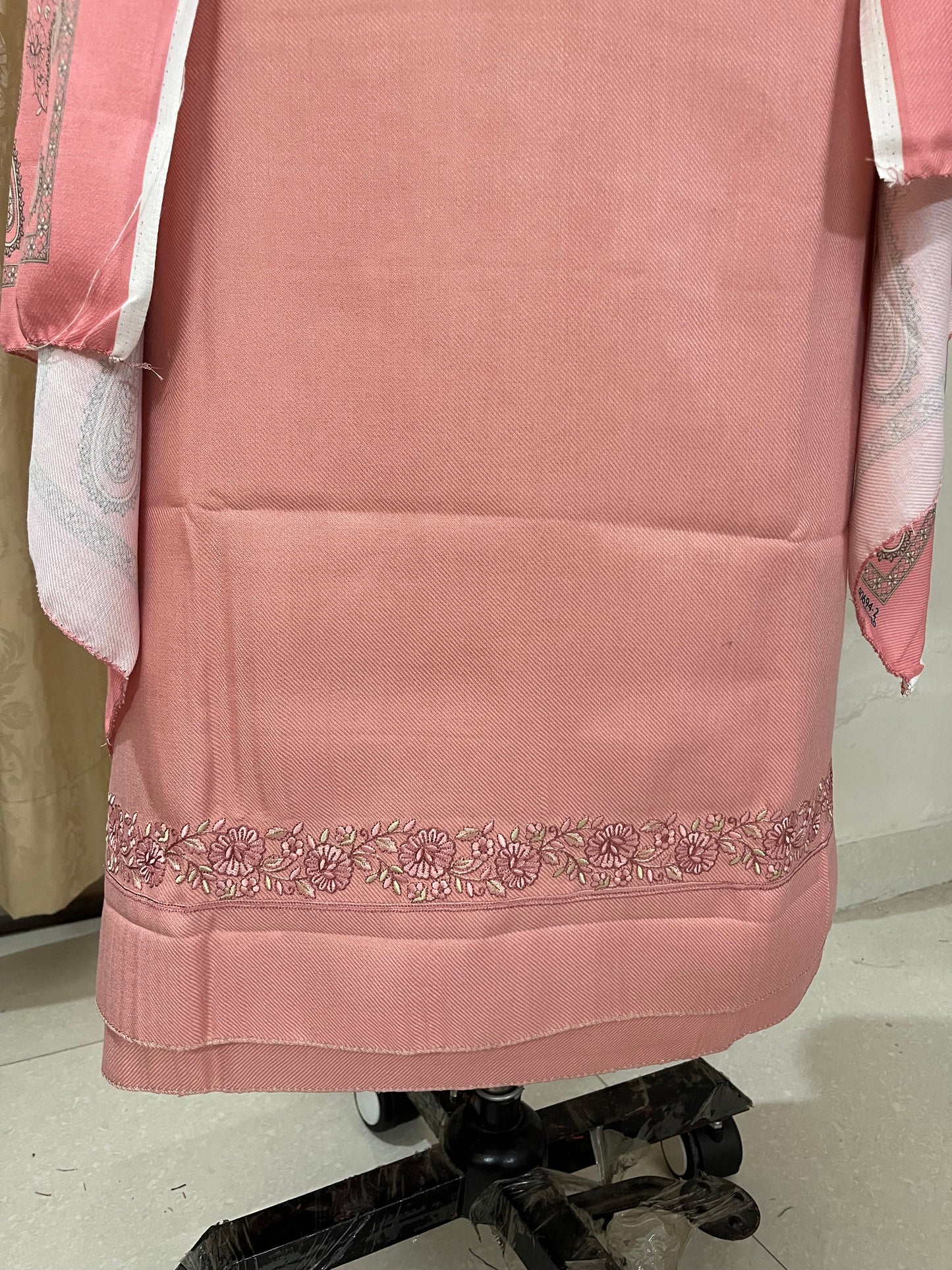 Zoya Pashmina Wool Suit with Boutique-Style Embroidery - Pastel Pink