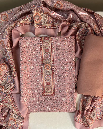 Desert Rose Floral Toosh Pashmina Suit with Matching Stole