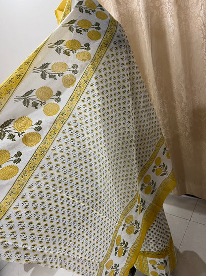 Sajni Pure Cotton Floral Suit Set with Knot & Mirror Work - Yellow