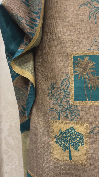 Prakriti Beige & Firozi Woolen Suit with Matching Stole