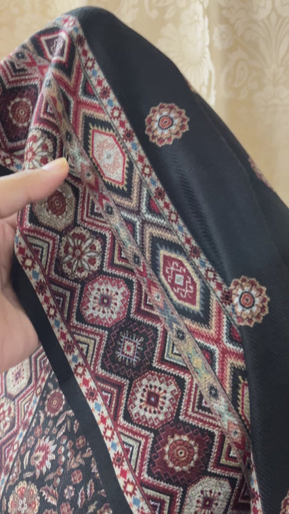 Saaj Floral Digitally Printed Woolen Suit with Matching Stole