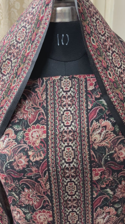 Raatrani Black Floral Digitally Printed Woolen Suit with Matching Stole
