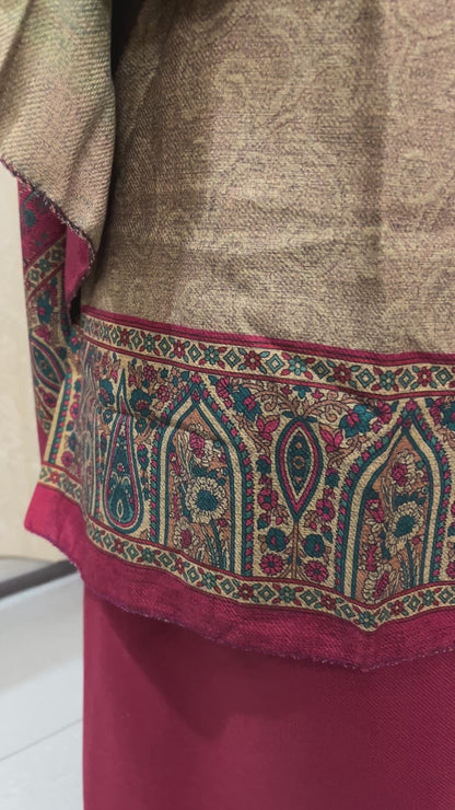 Kalakriti Pashmina Woolen Suit with Self-Design Base - Pink