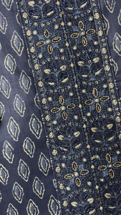 Zevar Pure 100% Cotton Suit Set with Hand Embroidered Neck Patch - Imperial Blue