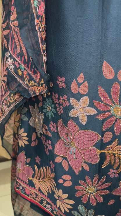 Zariyaa Semi-Winter Partywear Suit with Aari & Swarovski Work