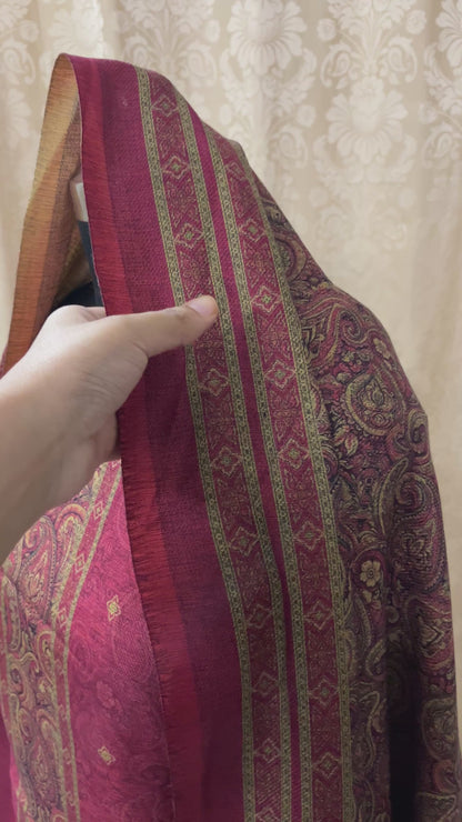 Nazaakat Toosh Pashmina Suit with Matching Stole- Rani Pink