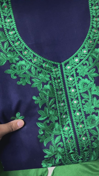 Dilara Pure Cashmilon Woolen Suit with Mirror Work & Embroidery - Navy Blue