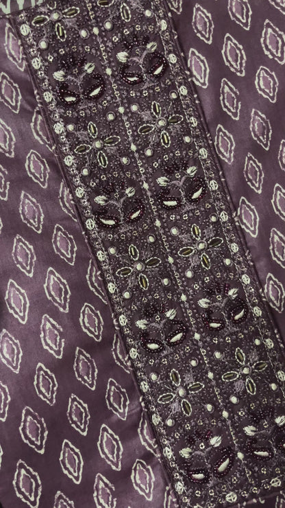 Zevar Pure 100% Cotton Suit Set with Hand Embroidered Neck Patch - Wine